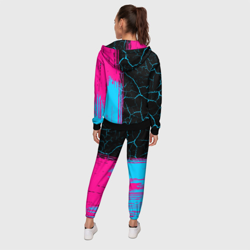 Женский костюм 3D с принтом Radiohead - neon gradient: по-вертикали, вид сзади #2
