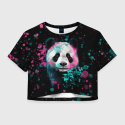 Женская футболка Crop-top 3D Панда в розовом и голубом - нейронная сеть