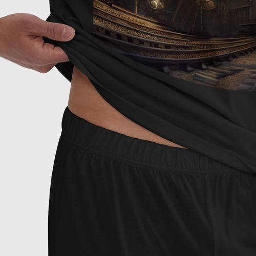 Мужская пижама хлопок Стимпанк железная дорога, цвет черный - фото 6