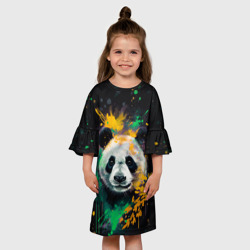 Детское платье 3D Панда в желтом и зеленом - нейронная сеть - фото 2