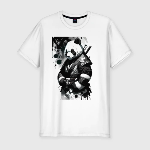 Мужская футболка хлопок Slim Panda samurai - sketch