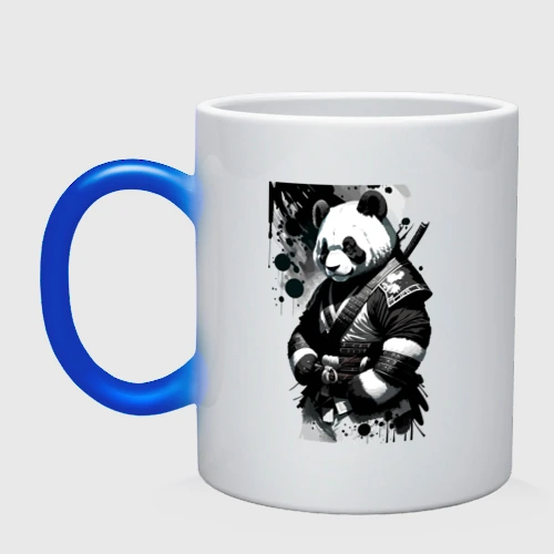 Кружка хамелеон Panda samurai - sketch