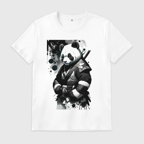 Мужская футболка хлопок Panda samurai - sketch