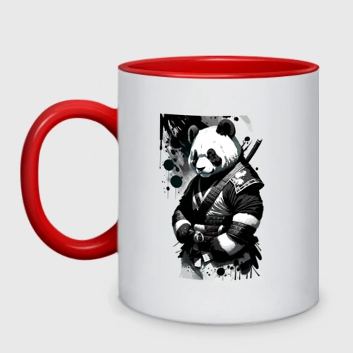 Кружка двухцветная Panda samurai - sketch