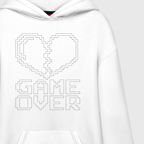 Худи SuperOversize хлопок Пиксельное сердечко Game over, цвет белый - фото 3