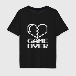 Мужская футболка хлопок Oversize Пиксельное сердечко Game over