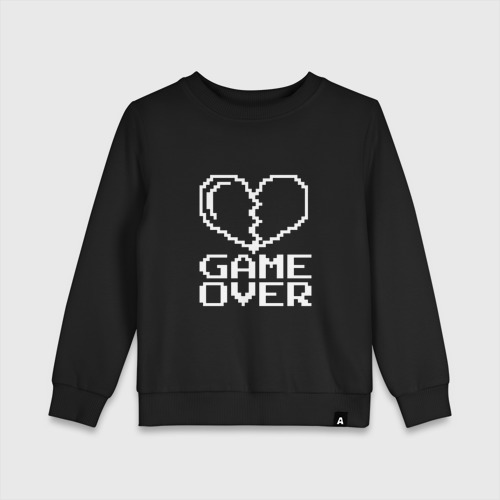 Детский свитшот хлопок Пиксельное сердечко Game over, цвет черный