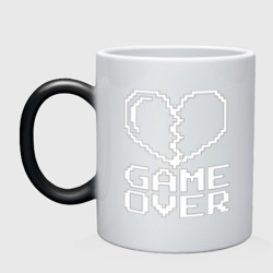 Кружка хамелеон Пиксельное сердечко Game over