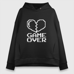 Женское худи Oversize хлопок Пиксельное сердечко Game over