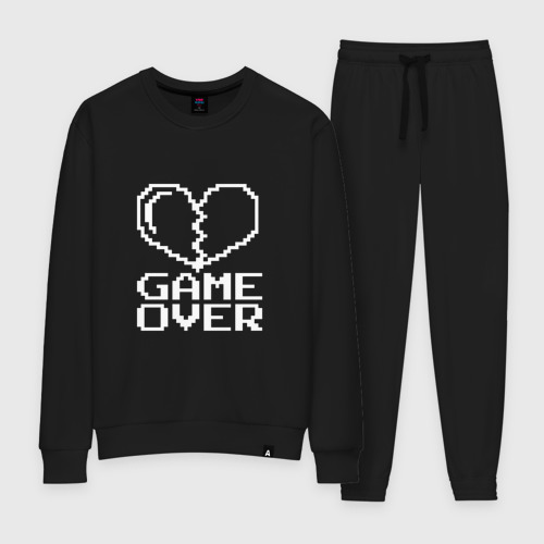 Женский костюм хлопок Пиксельное сердечко Game over, цвет черный