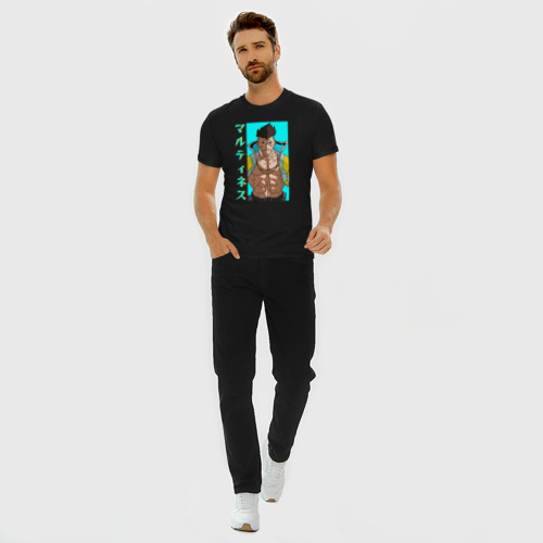 Мужская футболка хлопок Slim Дэвид Cyberpunk, цвет черный - фото 5