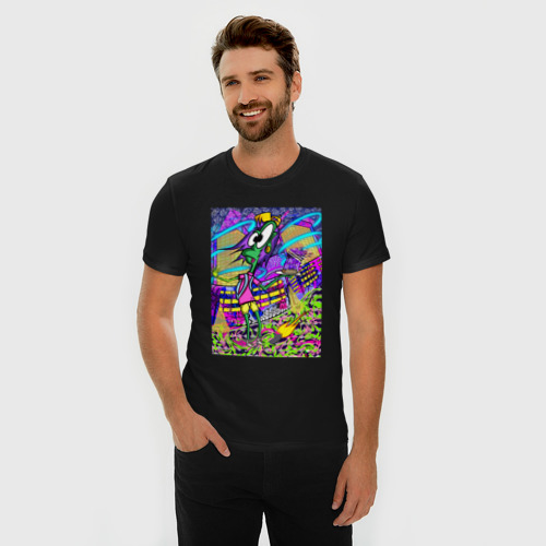 Мужская футболка хлопок Slim Acid journey, цвет черный - фото 3