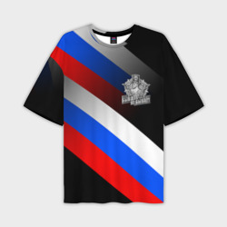 Мужская футболка oversize 3D Пограничные войска - флаг РФ
