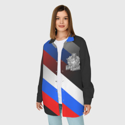 Женская рубашка oversize 3D Пограничные войска - флаг РФ - фото 2