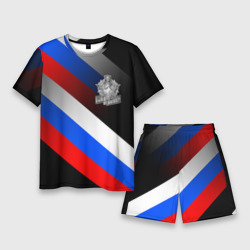 Мужской костюм с шортами 3D Пограничные войска - флаг РФ