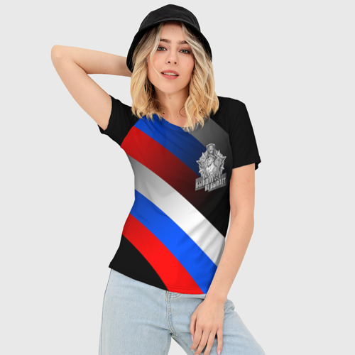 Женская футболка 3D Slim Пограничные войска - флаг РФ, цвет 3D печать - фото 3