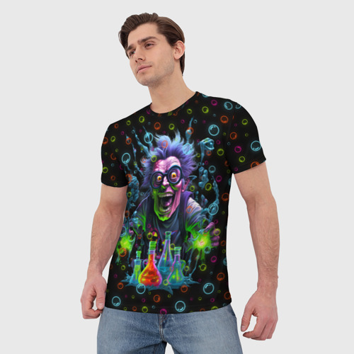 Мужская футболка 3D с принтом Сумасшедший химик, фото на моделе #1