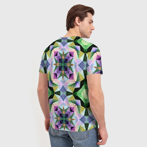 Мужская футболка 3D Разноцветная мраморная мозаика, цвет 3D печать - фото 4