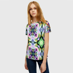 Женская футболка 3D Разноцветная мраморная мозаика - фото 2