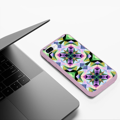 Чехол для iPhone 7Plus/8 Plus матовый Разноцветная мраморная мозаика, цвет розовый - фото 5