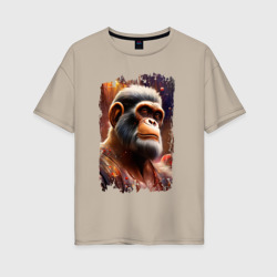 Женская футболка хлопок Oversize Планета обезьян
