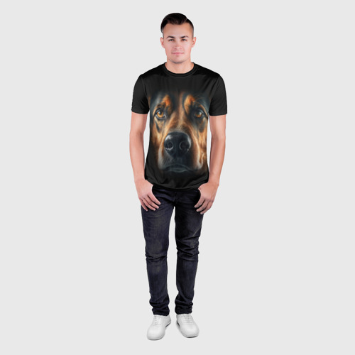 Мужская футболка 3D Slim с принтом Морда пса крупно, вид сбоку #3