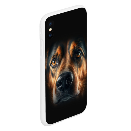 Чехол для iPhone XS Max матовый Морда пса крупно, цвет белый - фото 3