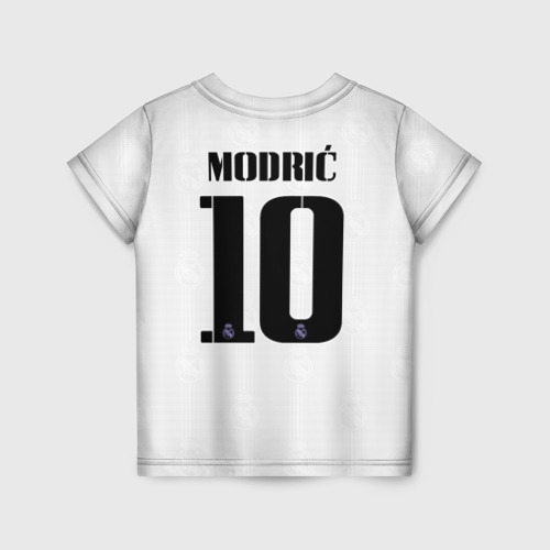 Детская футболка с принтом Лука Модрич Реал Мадрид форма 22-23 домашняя, вид сзади №1
