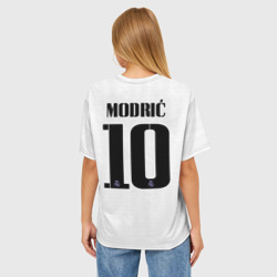 Женская футболка oversize 3D Лука Модрич Реал Мадрид форма 22-23 домашняя - фото 2