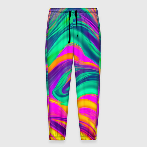 Мужские брюки 3D Градиентные цветные волны, цвет 3D печать