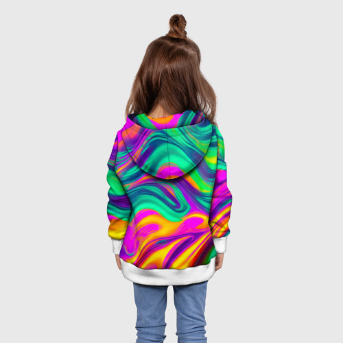 Детская толстовка 3D Градиентные цветные волны, цвет белый - фото 5