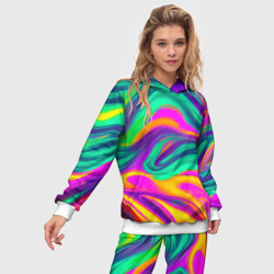 Женский костюм с толстовкой 3D Градиентные цветные волны - фото 2