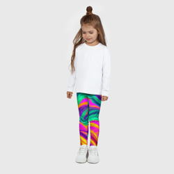 Леггинсы с принтом Градиентные цветные волны для ребенка, вид на модели спереди №3. Цвет основы: белый