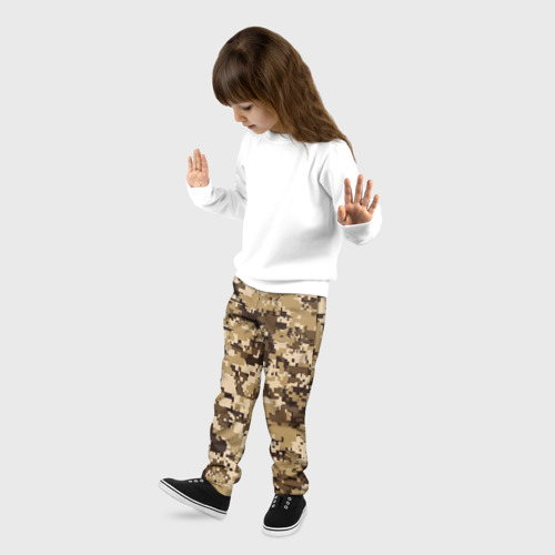 Детские брюки 3D Коричнево-желтый камуфляжный фон, цвет 3D печать - фото 3