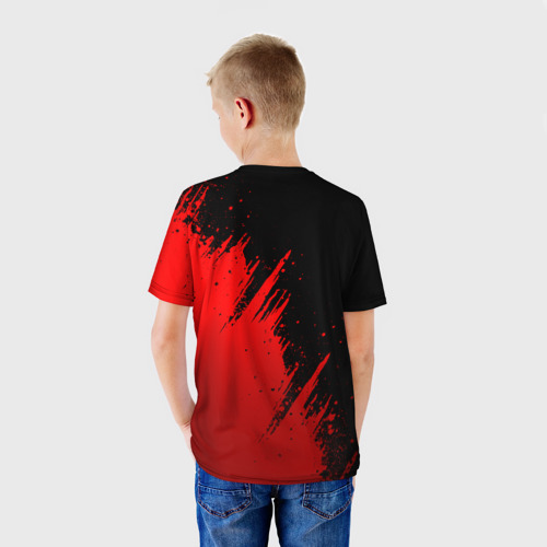 Детская футболка 3D Погран служба - красные разводы, цвет 3D печать - фото 4