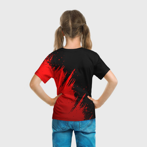 Детская футболка 3D Погран служба - красные разводы, цвет 3D печать - фото 6
