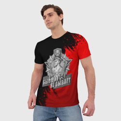 Мужская футболка 3D Погран служба - красные разводы - фото 2