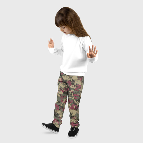 Детские брюки 3D Красно - зеленый камуфляж, цвет 3D печать - фото 3