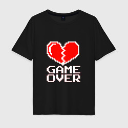 Мужская футболка хлопок Oversize Game Over на красном фоне