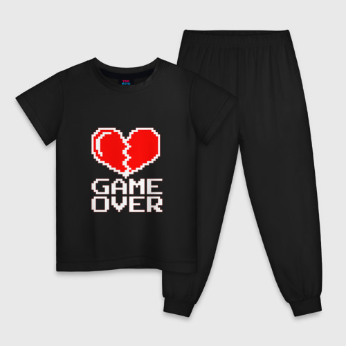 Детская пижама хлопок Game Over на красном фоне, цвет черный