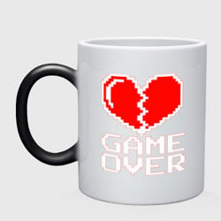 Кружка хамелеон Game Over на красном фоне