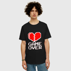 Мужская футболка хлопок Oversize Game Over на красном фоне - фото 2