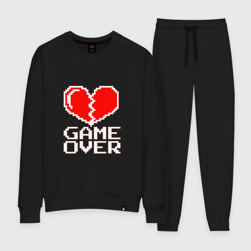 Женский костюм хлопок Game Over на красном фоне, цвет черный