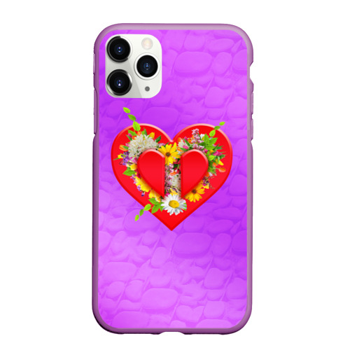 Чехол для iPhone 11 Pro матовый с принтом Цветы от сердца, вид спереди #2