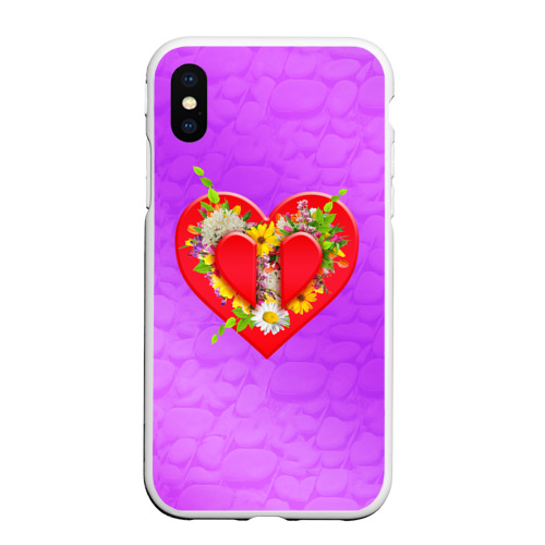 Чехол для iPhone XS Max матовый с принтом Цветы от сердца, вид спереди #2