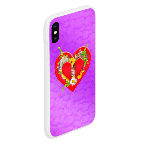 Чехол для iPhone XS Max матовый с принтом Цветы от сердца, вид сбоку #3