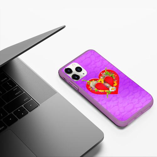Чехол для iPhone 11 Pro матовый с принтом Цветы от сердца, фото #5