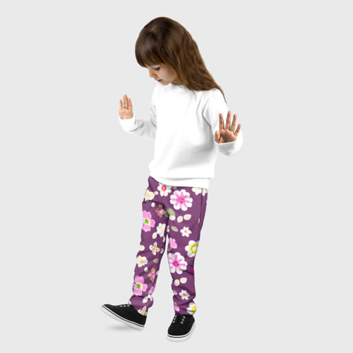 Детские брюки 3D с принтом Цветы сакуры, фото на моделе #1