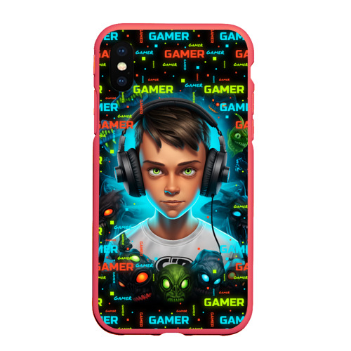 Чехол для iPhone XS Max матовый Gamer boy, цвет красный