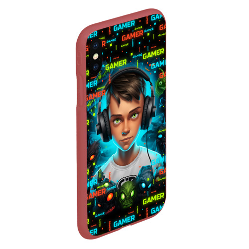 Чехол для iPhone XS Max матовый Gamer boy, цвет красный - фото 3